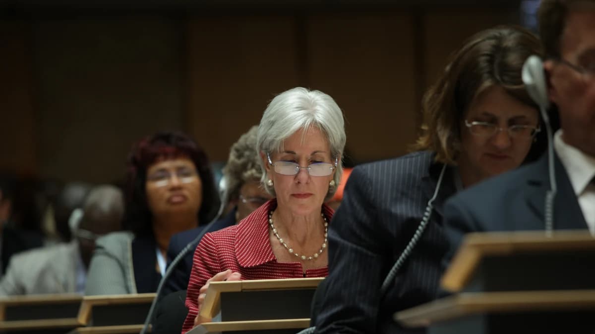 Autoridades de saúde participam de uma plenária da Assembleia Mundial da Saúde
