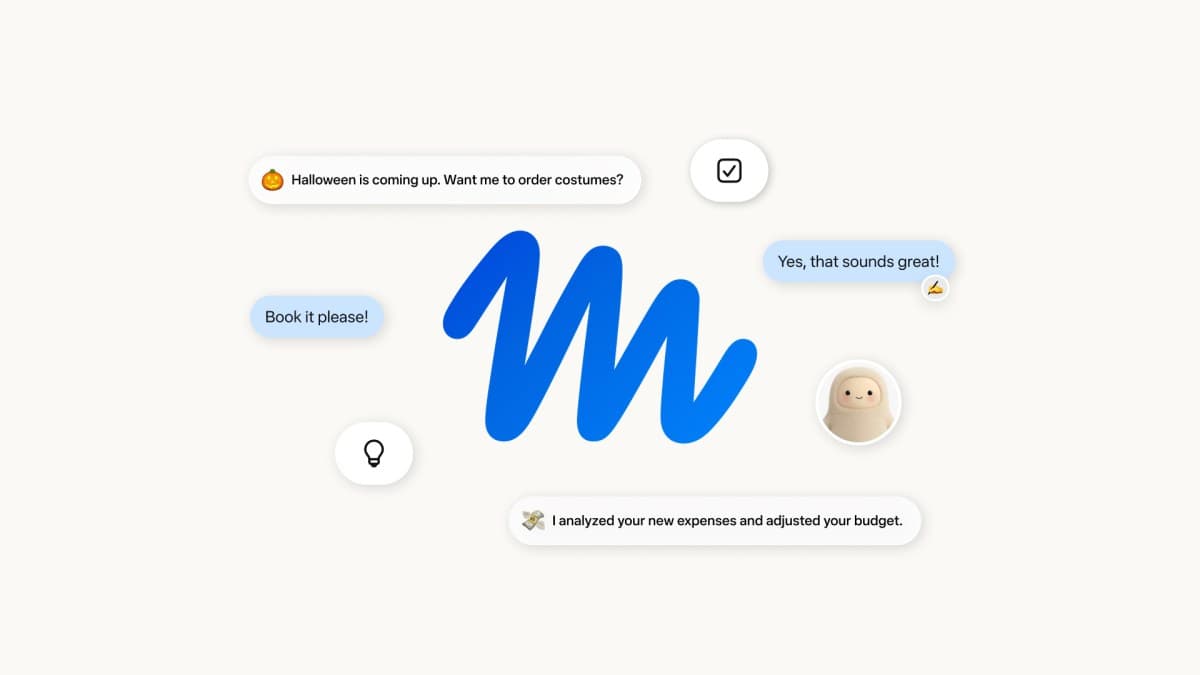 Imagem oficial do Muse, da Meta, com símbolo azul e balões de conversa sobre reservas, compras e organização de despesas